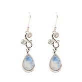 Sterling Silver Moonstone Squiggle Dangle Earrings